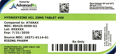 Hydroxyzine HCl 25mg #60 (Hydroxyzine HCl 25mg 80425 0590 02)